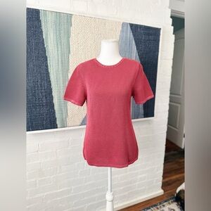 Tommy Bahama 100% Cotton Pink Knit Short Sleeve Sweater